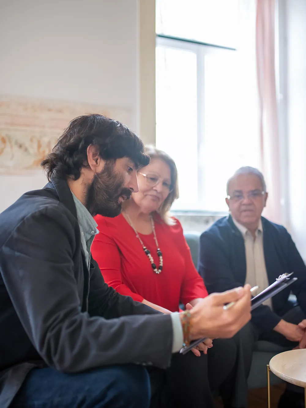 A support interview with a family
